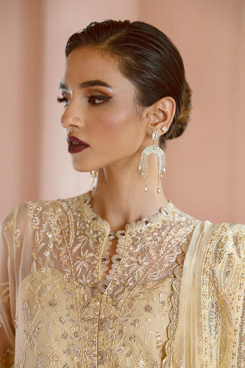 Ayzel Luminara Embroidered Organza 3Pc Suit AWF-02 LEIA - House Of Hania