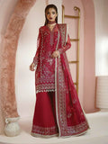 Ayzel Luminara Embroidered Organza 3Pc Suit AWF-03 RUBY - House Of Hania