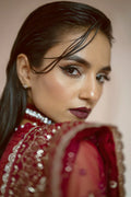 Ayzel Luminara Embroidered Organza 3Pc Suit AWF-03 RUBY - House Of Hania