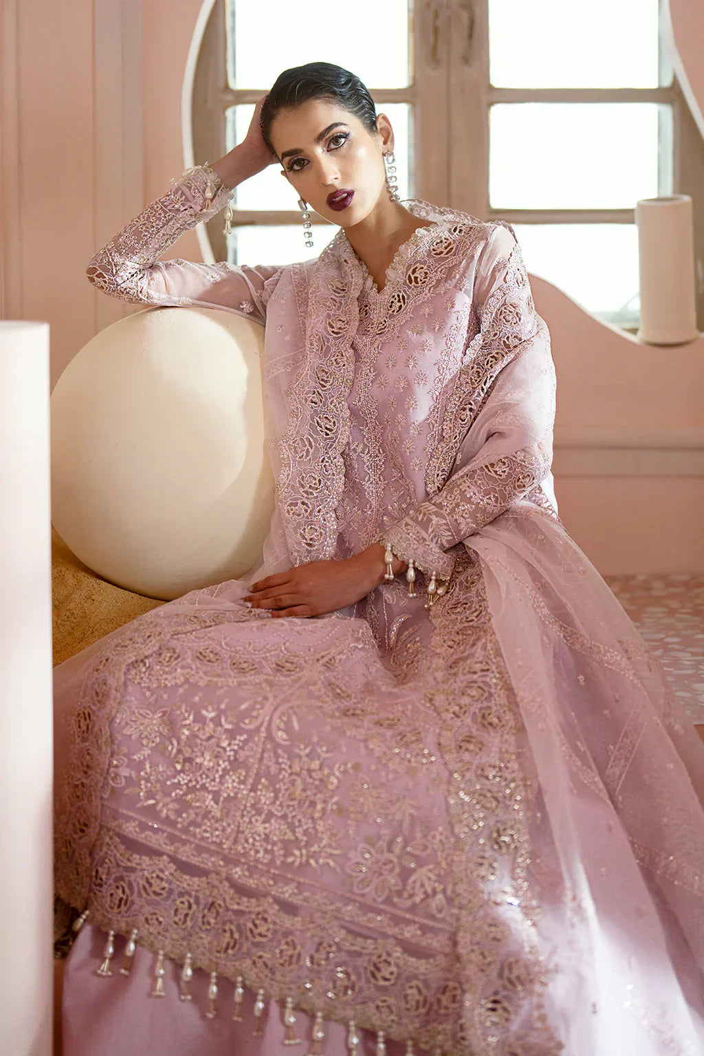 Ayzel Luminara Embroidered Organza 3Pc Suit AWF-06 CORA - House Of Hania