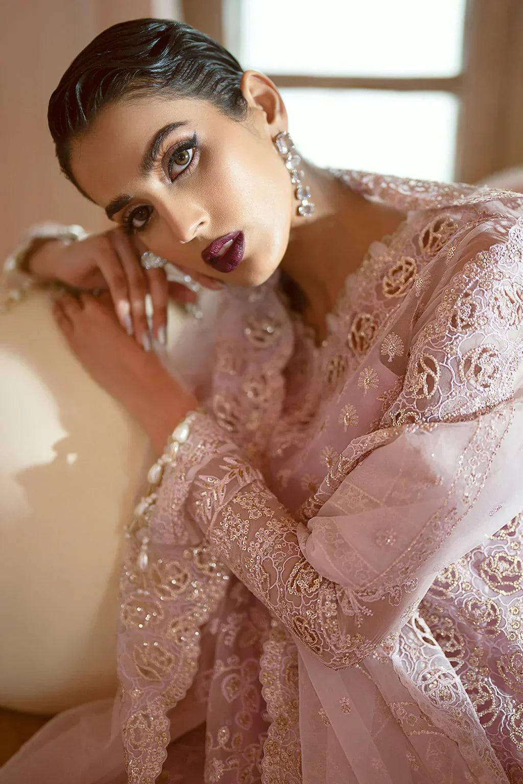 Ayzel Luminara Embroidered Organza 3Pc Suit AWF-06 CORA - House Of Hania