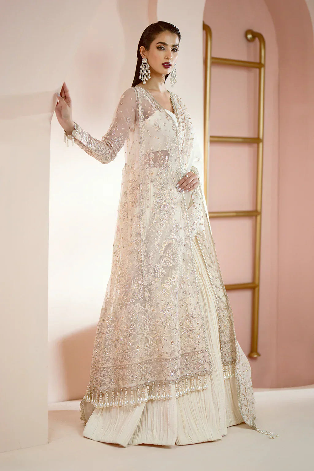 Ayzel Luminara Embroidered Organza 3Pc Suit AWF-08 SORA - House Of Hania