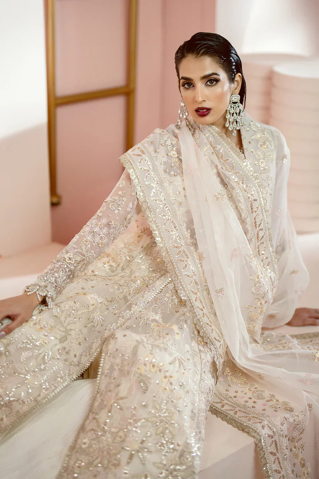 Ayzel Luminara Embroidered Organza 3Pc Suit AWF-08 SORA - House Of Hania