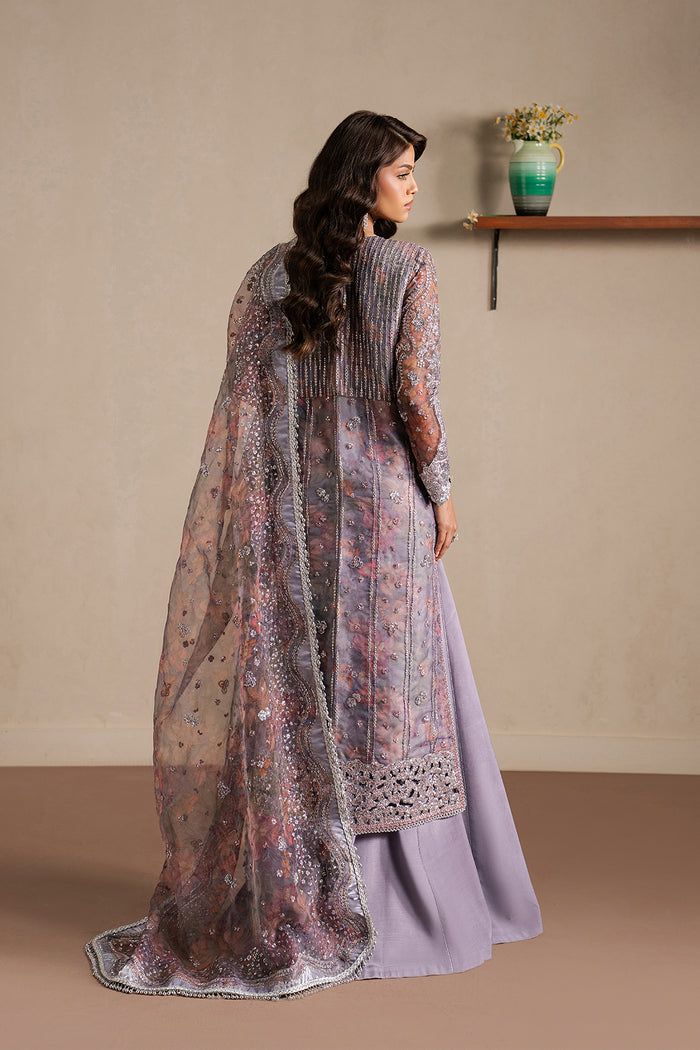 Ayzel Maujood | Lilac Long Shirt Silk Festive Set - House Of Hania