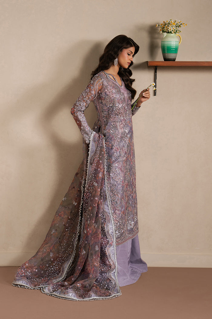 Ayzel Maujood | Lilac Long Shirt Silk Festive Set - House Of Hania