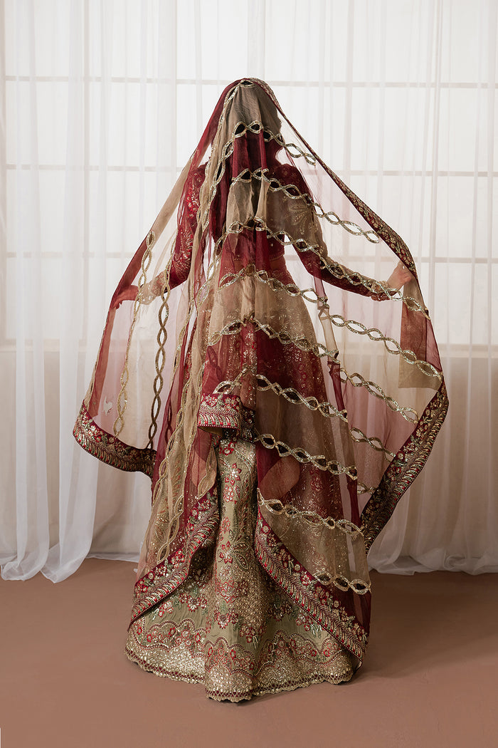 Ayzel Mulaaqaat | Maroon Lehenga Choli Silk Festive Set - House Of Hania