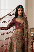 Ayzel Mulaaqaat | Maroon Lehenga Choli Silk Festive Set - House Of Hania