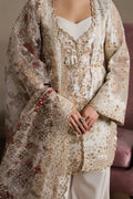 Ayzel Riwaayat | Off White Peplum Silk Festive Set - House Of Hania