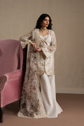 Ayzel Riwaayat | Off White Peplum Silk Festive Set - House Of Hania