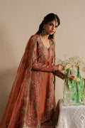 Ayzel Sahaara | Rust V-Neck Shirt with Silk Palazzo Festive Set - House Of Hania