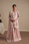 Ayzel Silsila | Peach Straight Shirt Silk Festive Set - House Of Hania