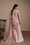 Ayzel Silsila | Peach Straight Shirt Silk Festive Set - House Of Hania