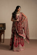 Ayzel Taaruf | Maroon Lehenga Choli Silk Festive Set - House Of Hania