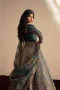 Ayzel Tassavur | Teal Green Lehenga Choli Silk Festive Set - House Of Hania