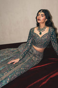 Ayzel Tassavur | Teal Green Lehenga Choli Silk Festive Set - House Of Hania