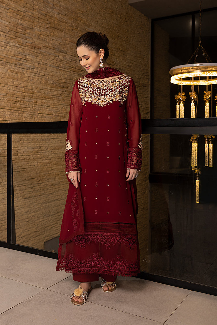 Azure | Embroidered Chiffon Collection | Mookaite - House Of Hania