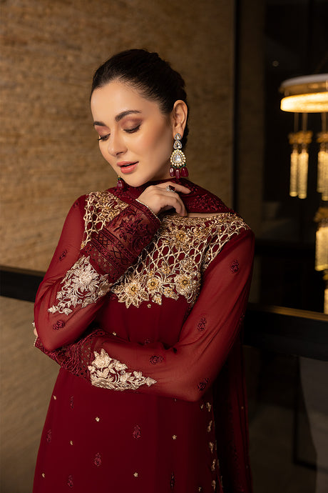 Azure | Embroidered Chiffon Collection | Mookaite - House Of Hania