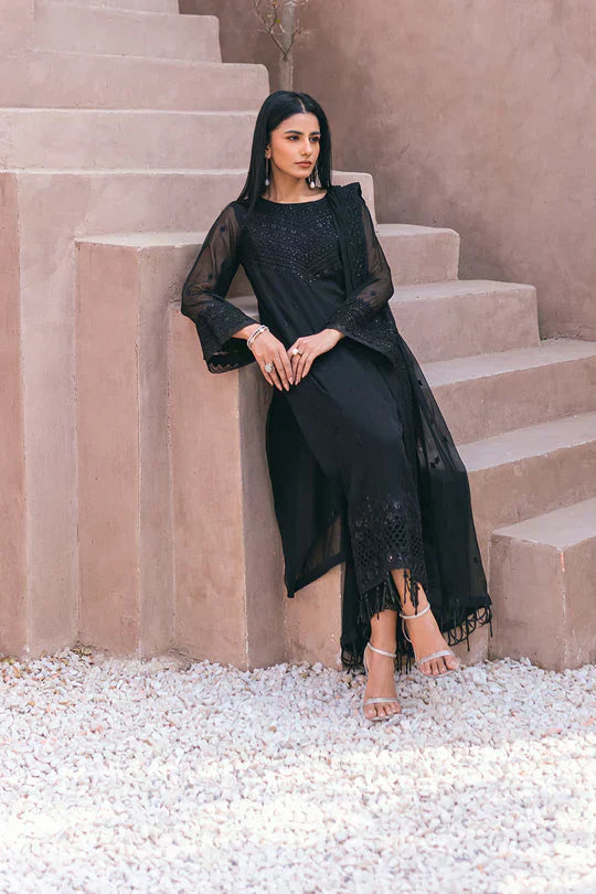 Azure | Embroidered Ensembles 3 Pcs | Charcoal Charm - House Of Hania