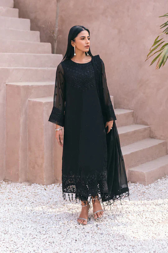 Azure | Embroidered Ensembles 3 Pcs | Charcoal Charm - House Of Hania