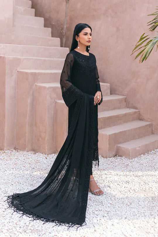 Azure | Embroidered Ensembles 3 Pcs | Charcoal Charm - House Of Hania
