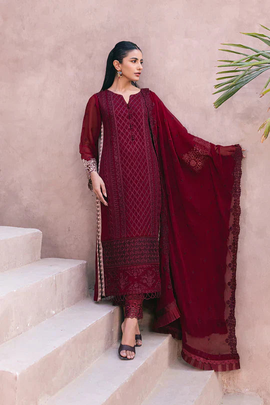 Azure | Embroidered Ensembles 3 Pcs | Fire Lily - House Of Hania