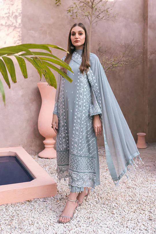 Azure | Embroidered Ensembles 3 Pcs | Frosted Fern - House Of Hania
