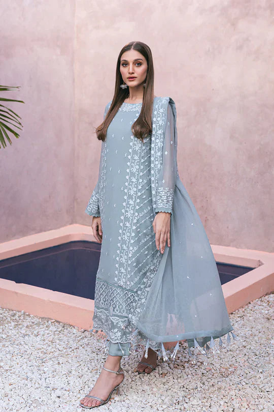 Azure | Embroidered Ensembles 3 Pcs | Frosted Fern - House Of Hania