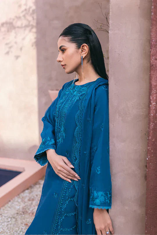 Azure | Embroidered Ensembles 3 Pcs | Hydrangea Hues - House Of Hania
