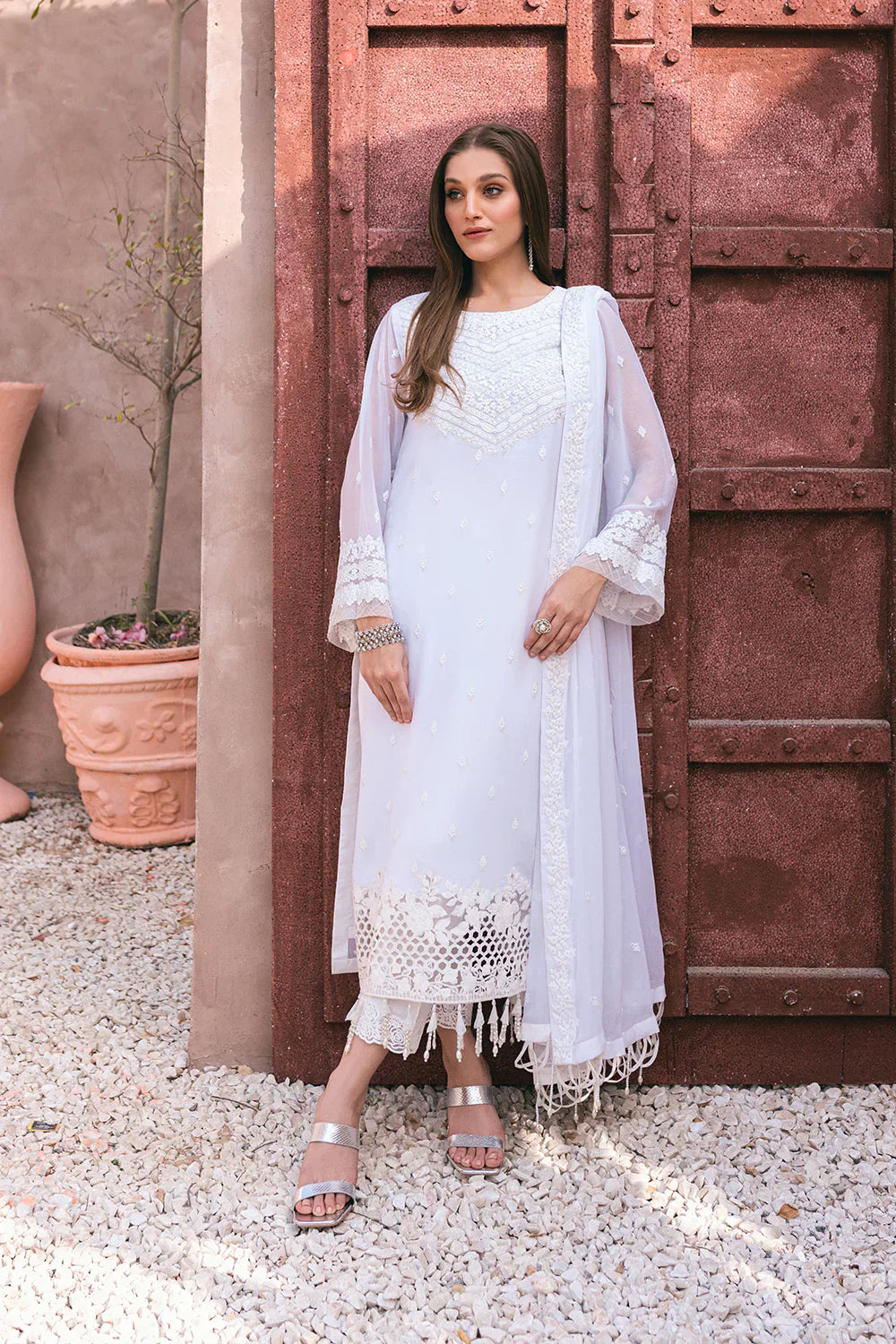 Azure | Embroidered Ensembles 3 Pcs | Snow Haze - House Of Hania