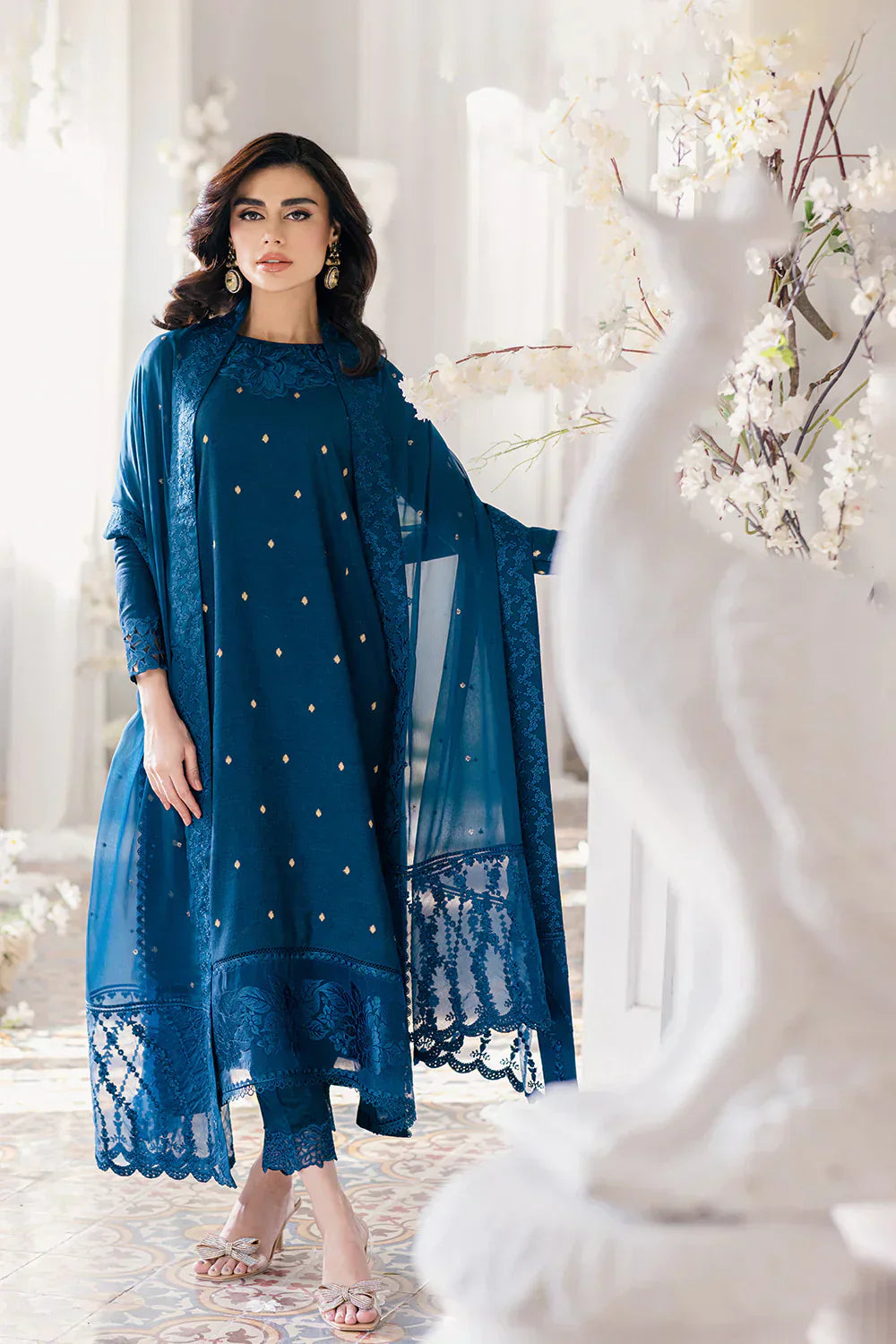 Azure | Ensembles Embroidered Formals | Aegean Breeze - House Of Hania