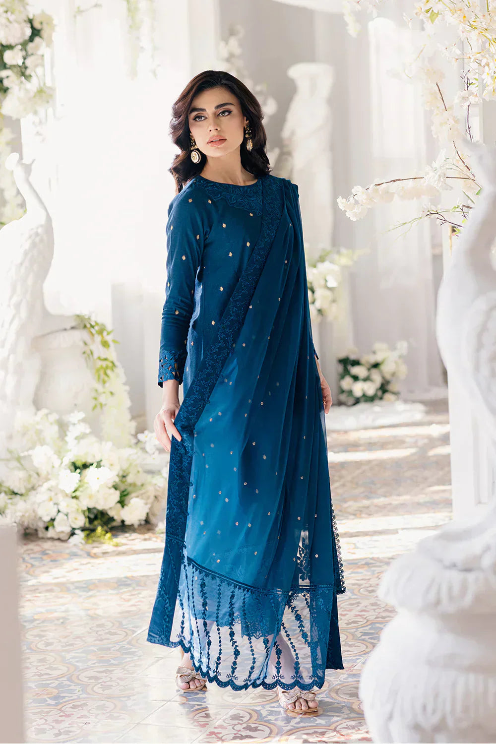 Azure | Ensembles Embroidered Formals | Aegean Breeze - House Of Hania
