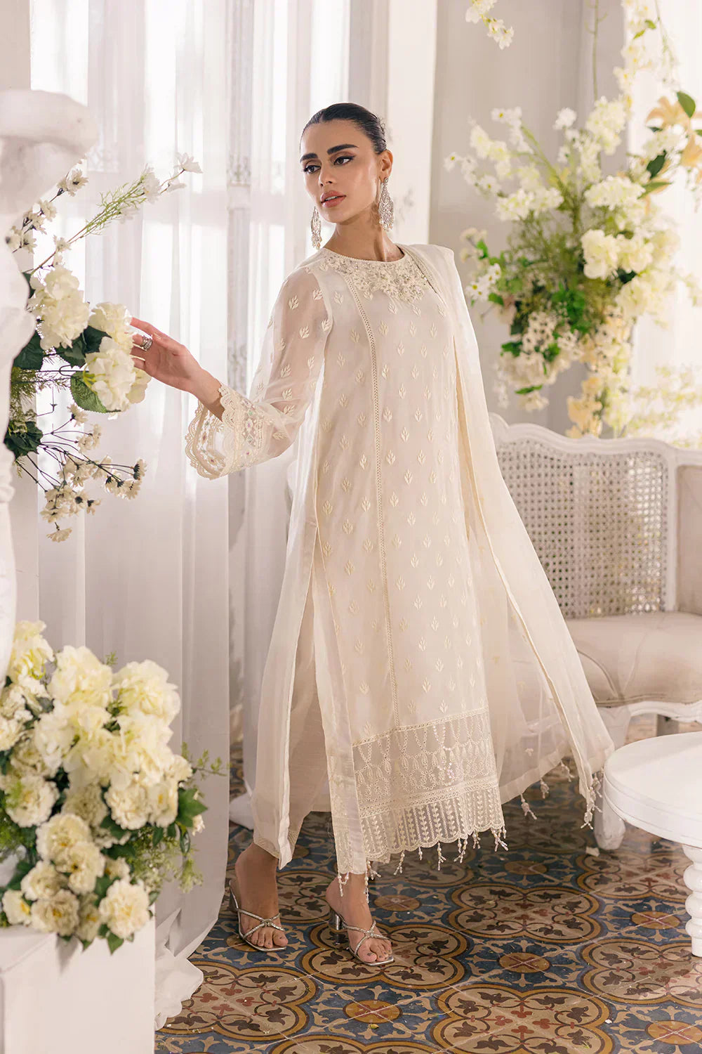 Azure | Ensembles Embroidered Formals | Angelic Frost - House Of Hania