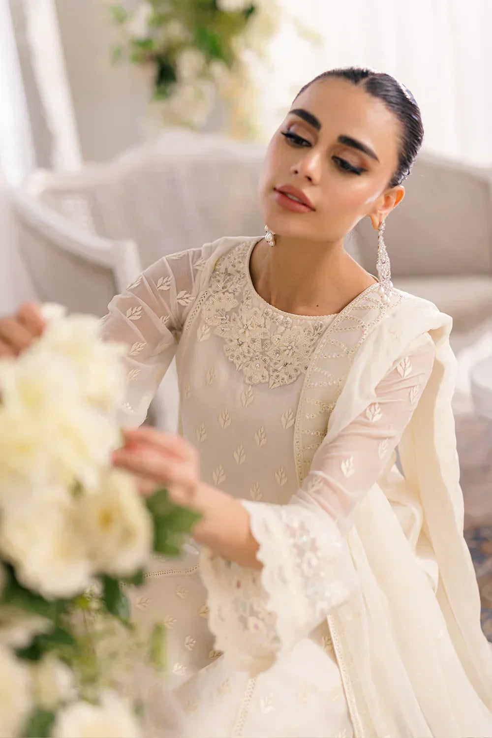 Azure | Ensembles Embroidered Formals | Angelic Frost - House Of Hania