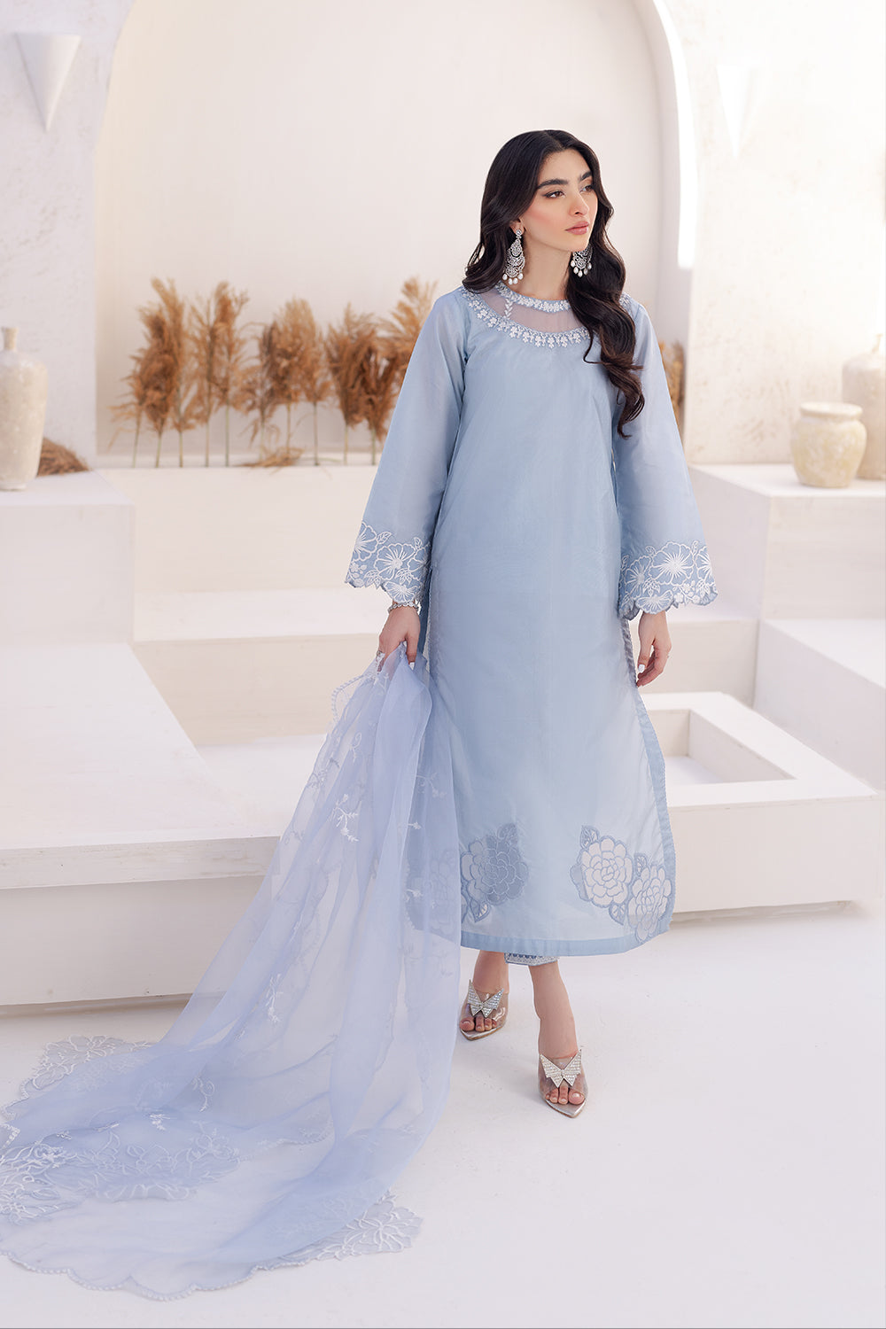 Azure | Ensembles Embroidered Formals | Ashen Grace - House Of Hania
