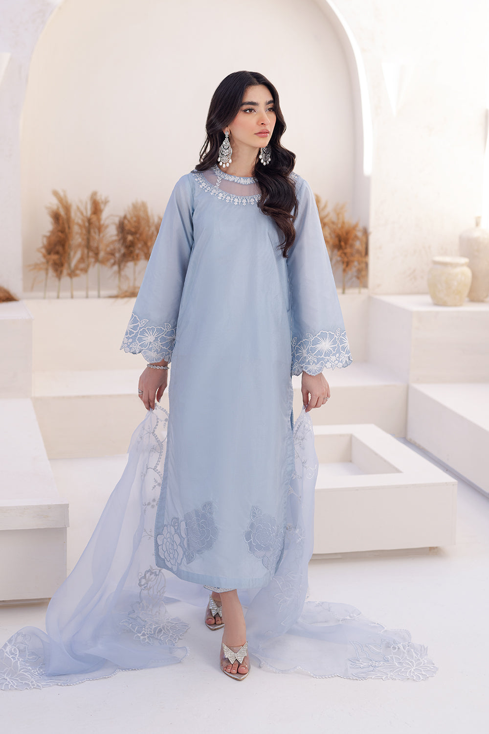 Azure | Ensembles Embroidered Formals | Ashen Grace - House Of Hania