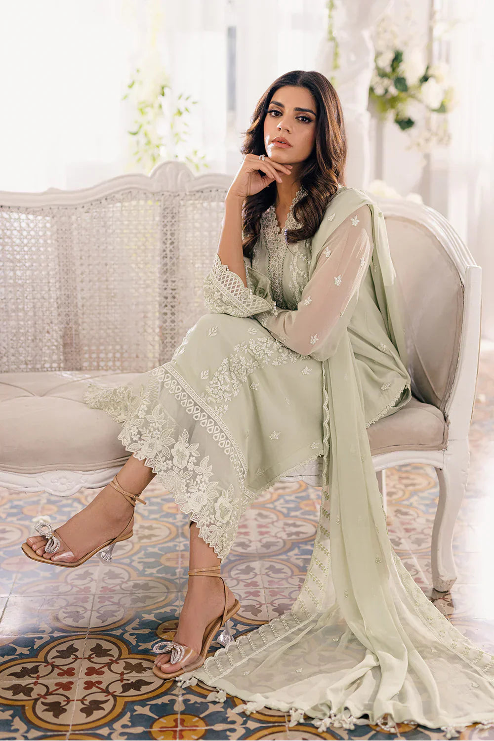 Azure | Ensembles Embroidered Formals | Enchanted Moss - House Of Hania