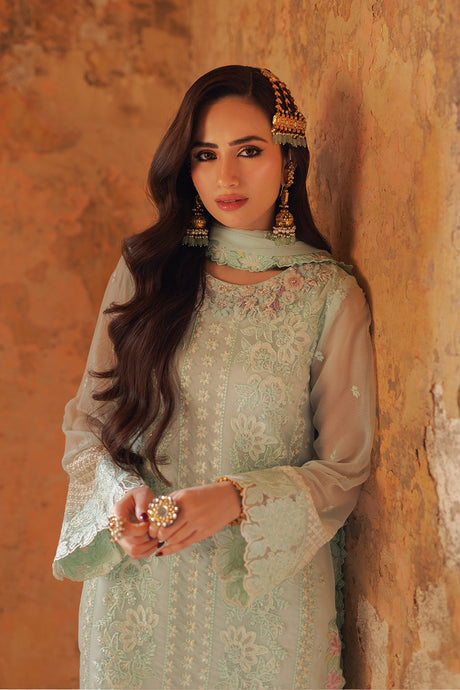 Azure | Ensembles Embroidered Formals | Floral Fern - House Of Hania