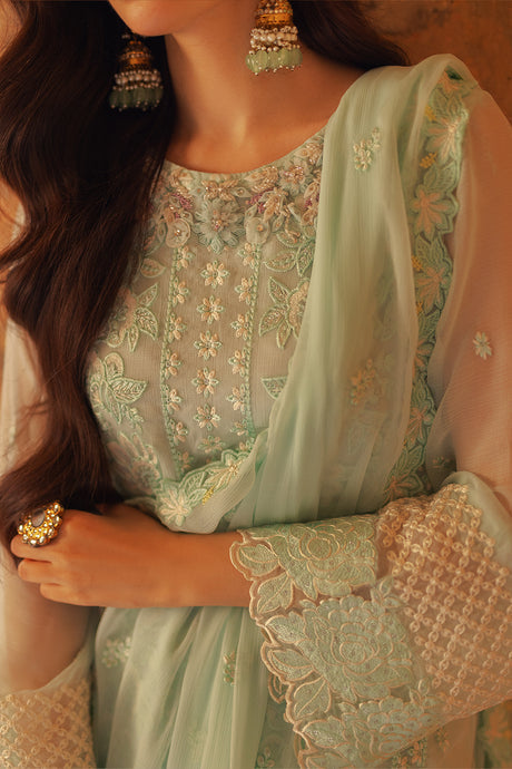 Azure | Ensembles Embroidered Formals | Floral Fern - House Of Hania