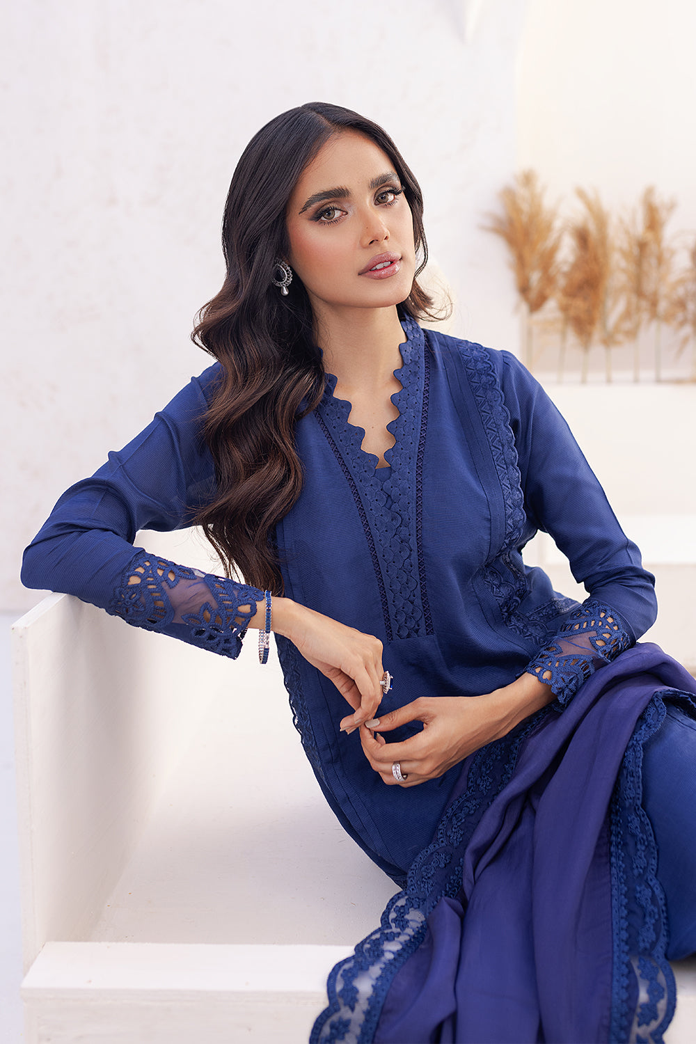 Azure | Ensembles Embroidered Formals | Imperial Iris - House Of Hania