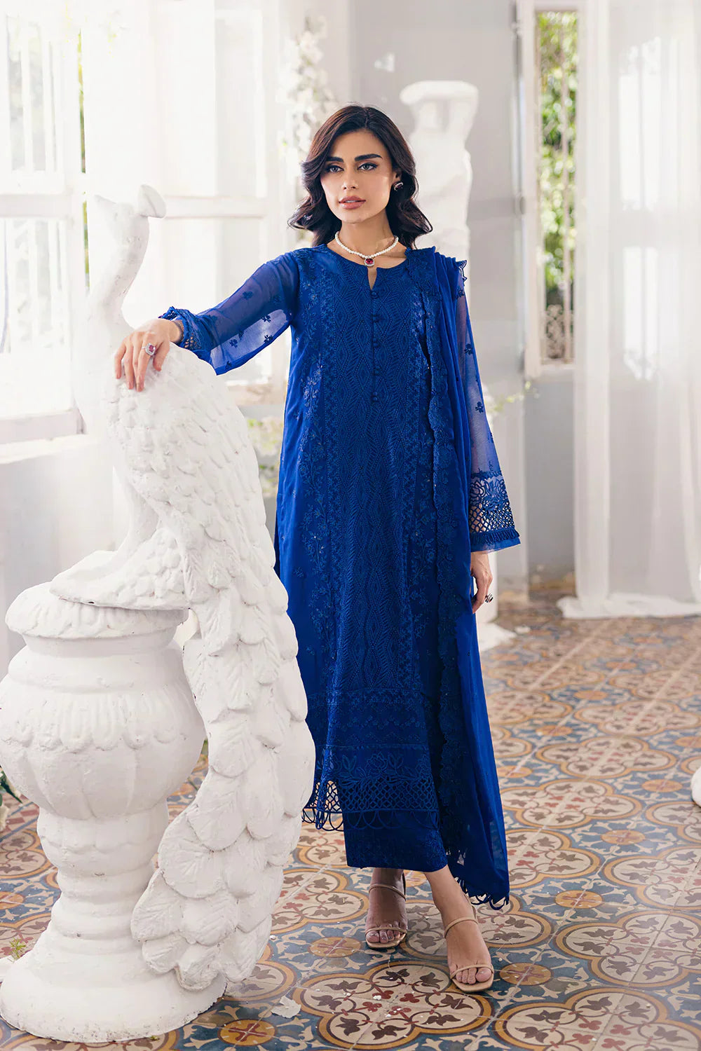 Azure | Ensembles Embroidered Formals | Iris Charm - House Of Hania