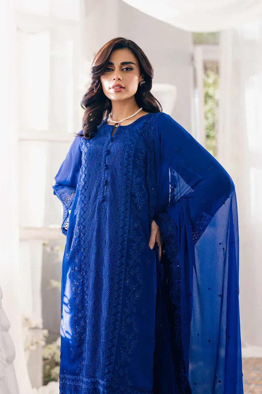 Azure | Ensembles Embroidered Formals | Iris Charm - House Of Hania