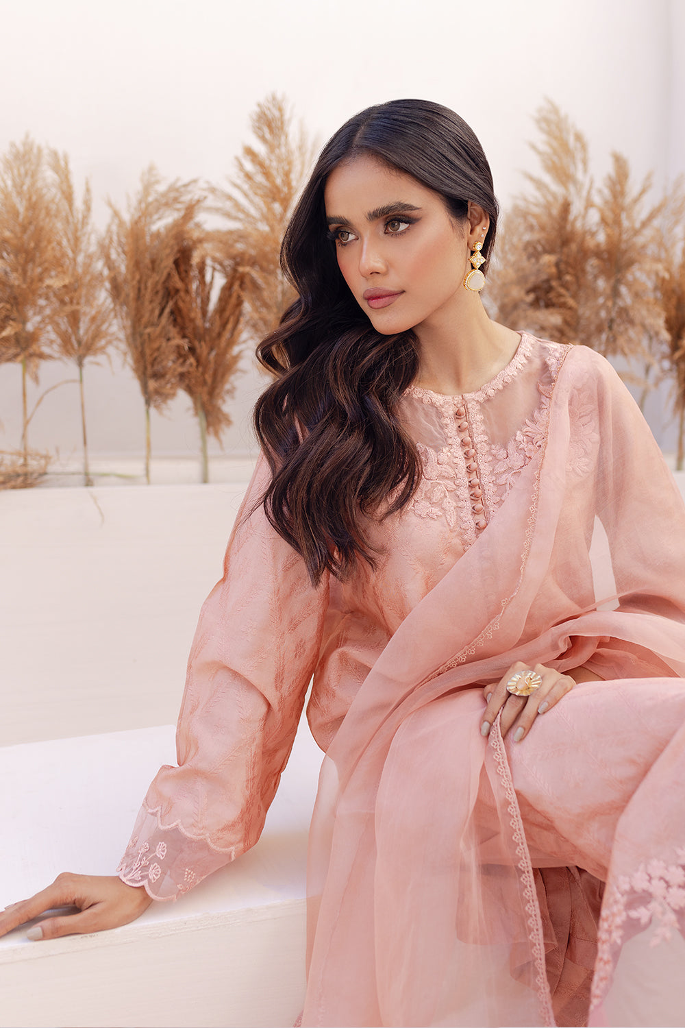 Azure | Ensembles Embroidered Formals | Melon Mirage - House Of Hania