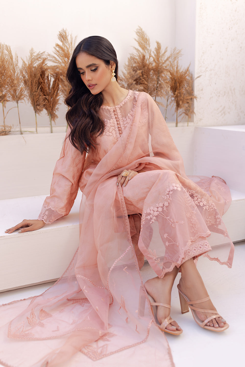 Azure | Ensembles Embroidered Formals | Melon Mirage - House Of Hania