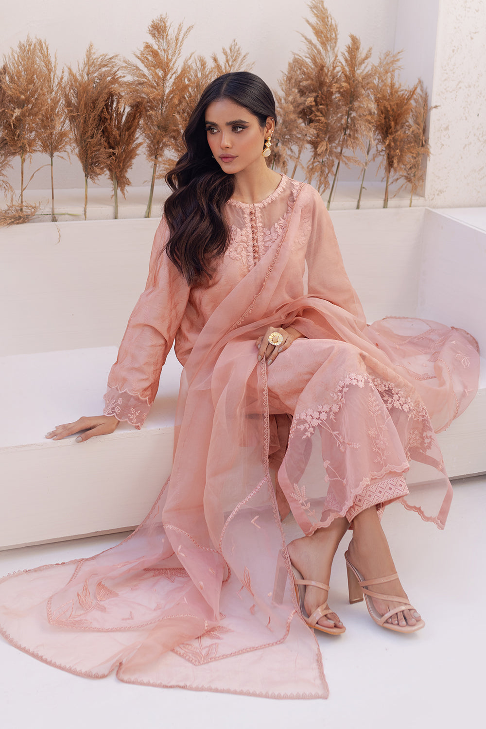 Azure | Ensembles Embroidered Formals | Melon Mirage - House Of Hania