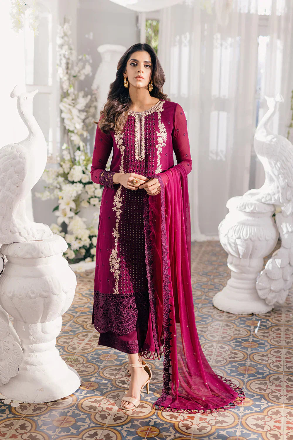 Azure | Ensembles Embroidered Formals | Merlot Muse - House Of Hania