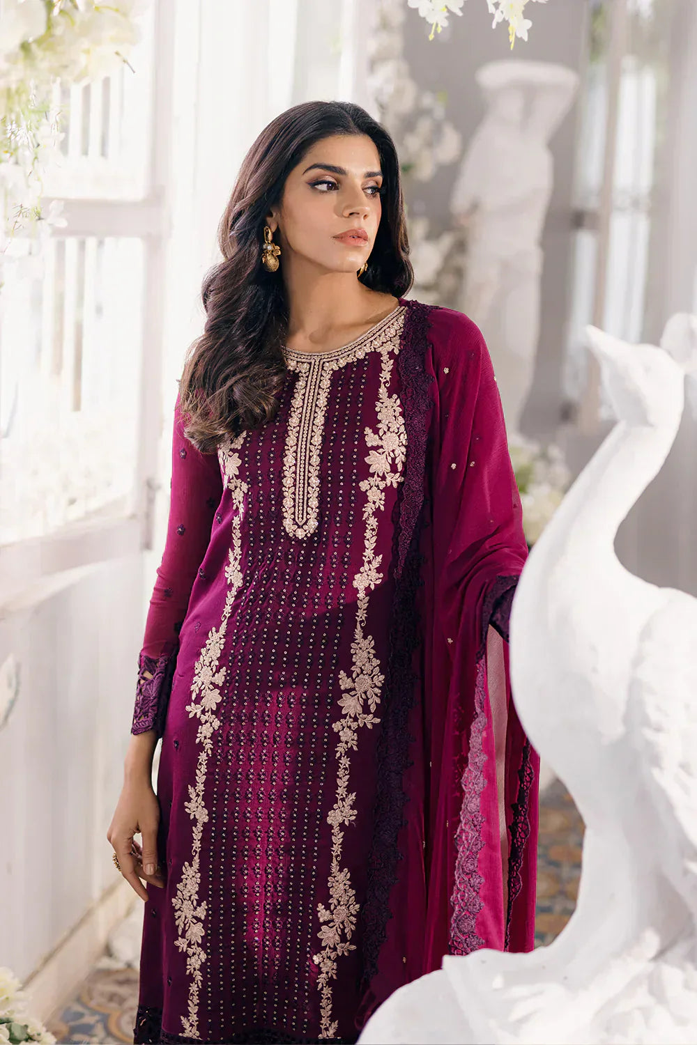 Azure | Ensembles Embroidered Formals | Merlot Muse - House Of Hania