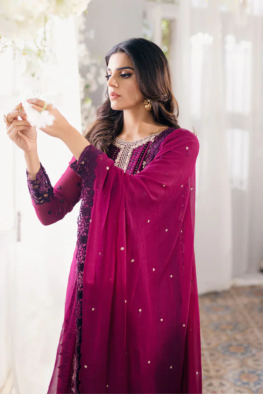 Azure | Ensembles Embroidered Formals | Merlot Muse - House Of Hania
