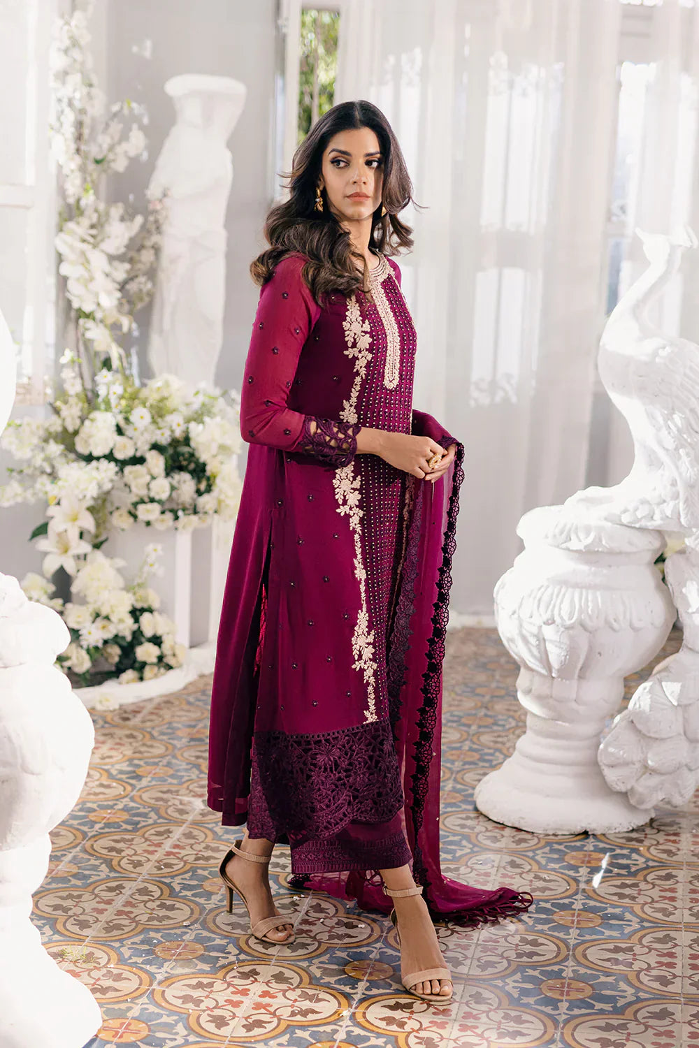 Azure | Ensembles Embroidered Formals | Merlot Muse - House Of Hania