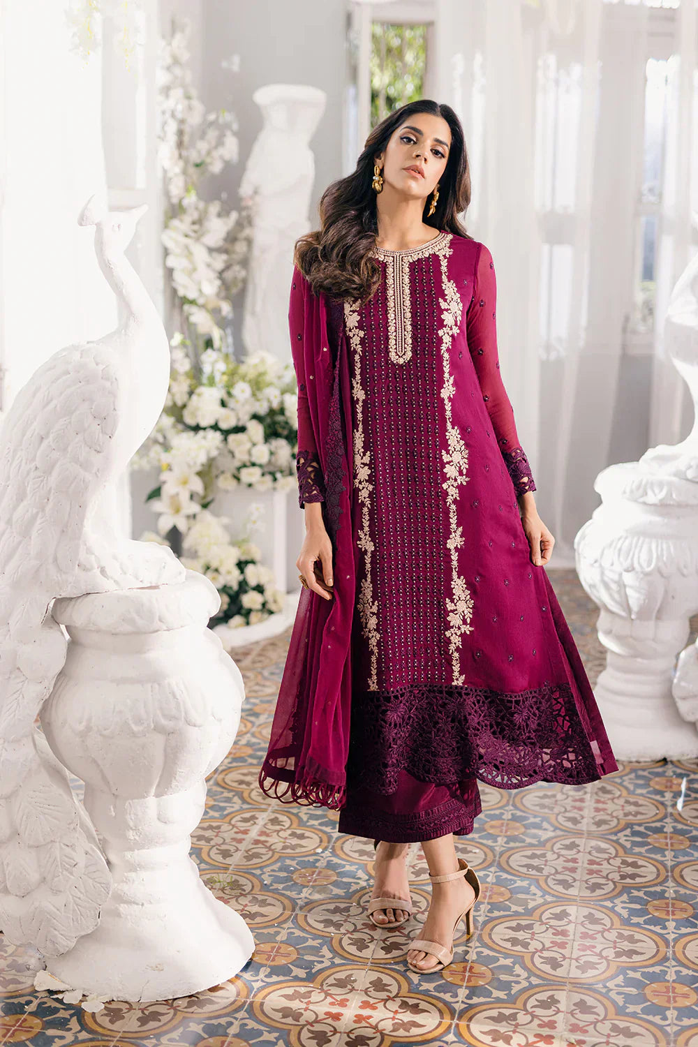 Azure | Ensembles Embroidered Formals | Merlot Muse - House Of Hania