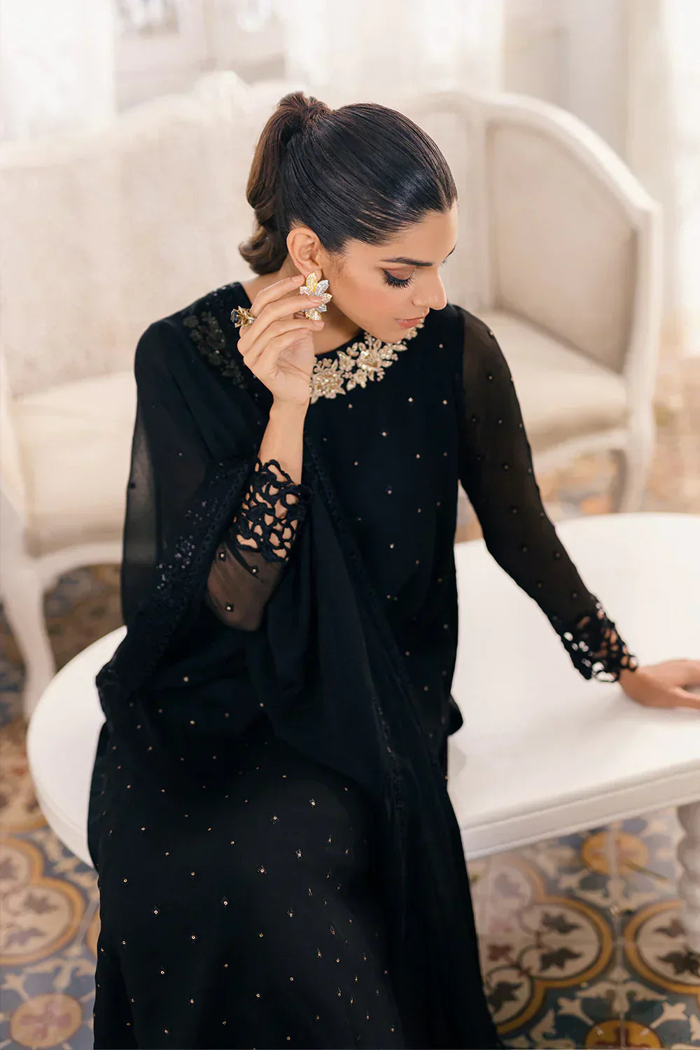 Azure | Ensembles Embroidered Formals | Midnight Glow - House Of Hania